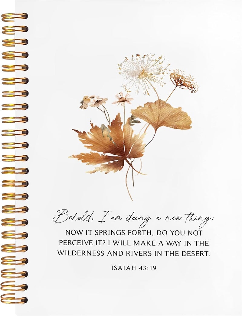 BearCake bible journaling notebook,christian journal bible for women,Bible Notebooks for Note Taking Behold I am Doing a New Thing Floral Christian Notebook bible Journal,Spiral Notebook 5.5x8.3 - Image 1